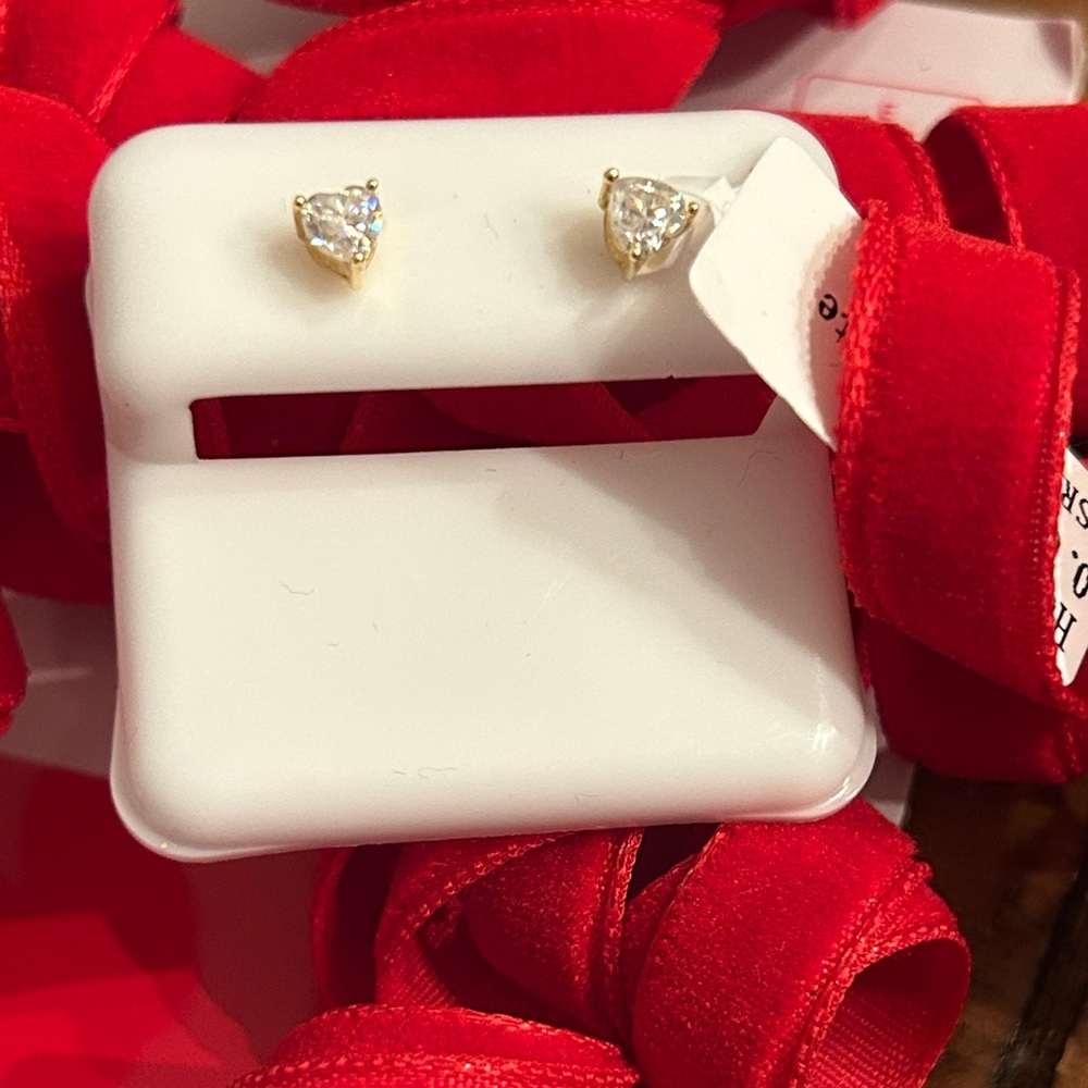 Gold‎ Heart Moissanite Diamond screwback Stud Earrings